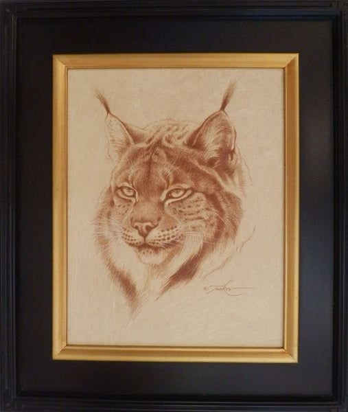 Ezra Tucker painting "Lynx Portrait"
