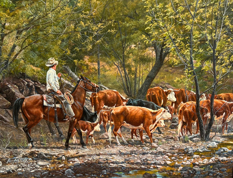 Tim Cox Painting "Herding Cattle in Spring" Available