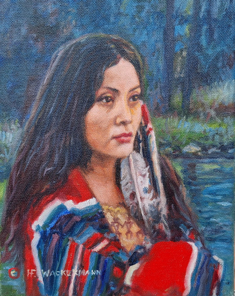 Hubert Wackermann Painting "Mohawk Princess" New Oil!