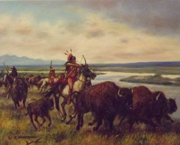 Hubert Wackermann Painting "Shoshone Buffalo Hunt" Available