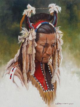 Steven Lang Painting "Blackfeet Grizzly Bear Man"
