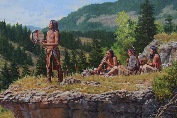 Steven Lang Painting "Prayers, Drumbeats and Smoke"