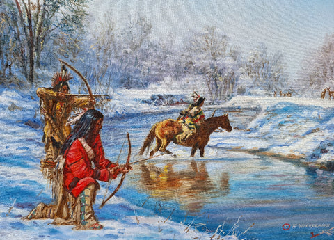 Hubert Wackermann Painting "Assiniboin Deer Hunters Available