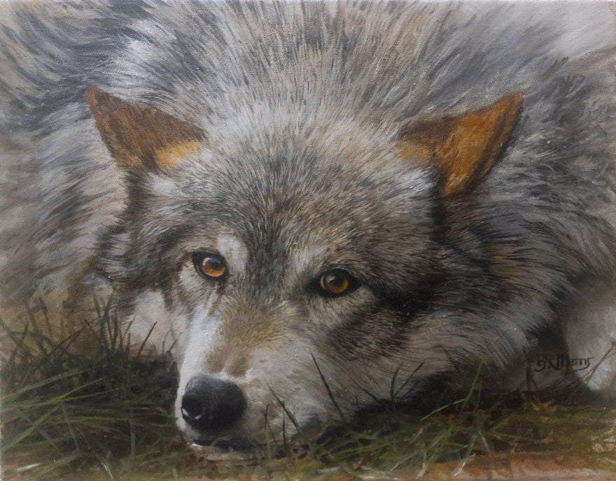 Bonnie Marris Painting "The Protector" New Wolf