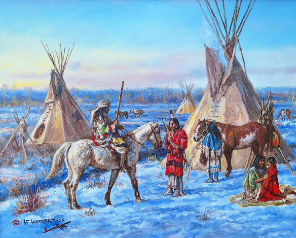 Hubert Wackermann Painting "Cheyenne Winter Camp" New!