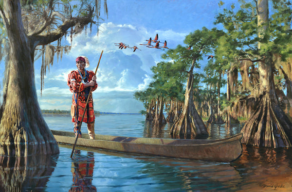 David Yorke Painting "Life in the Shallows" (Seminole Tribe) New