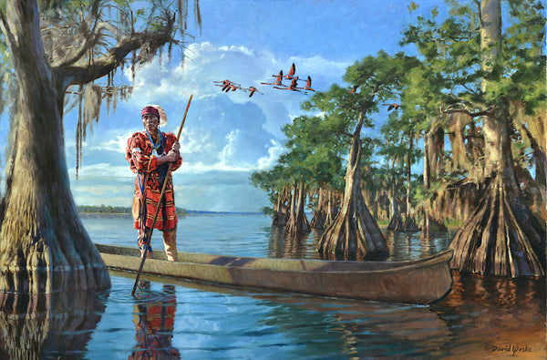 David Yorke Painting "Life in the Shallows" (Seminole Tribe) New