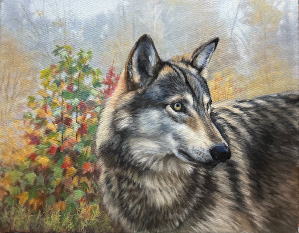 Deborah LaFogg painting "Early Autumn Wolf" New