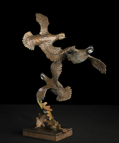 Eric Slocombe Bronze "Fall Colors" New Quail Sculpture