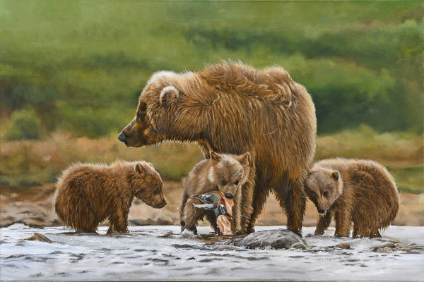 Lee Alban Painting "Grizzly Cubs Lesson" New Original Available