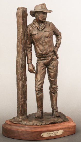 Heather Kaiser Bronze "Sizin' Up the Day" Western Art Available