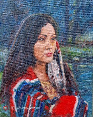 Hubert Wackermann Painting "Mohawk Princess" New Oil!