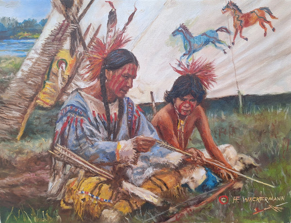 Hubert Wackermann Painting "Sioux Arrow Maker" Available