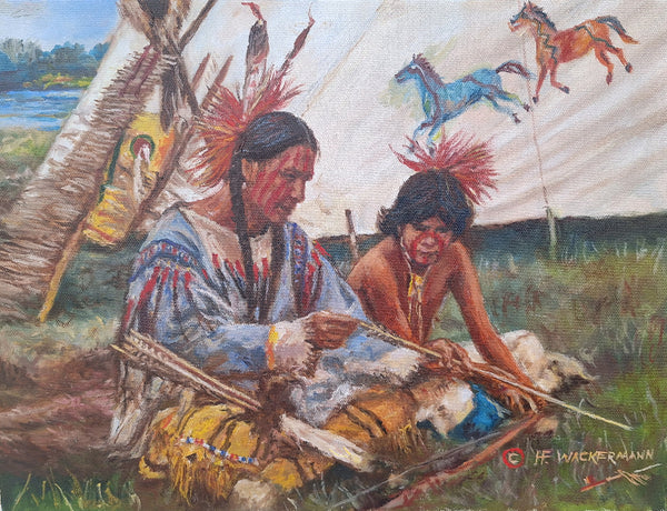 Hubert Wackermann Painting "Sioux Arrow Maker" Available