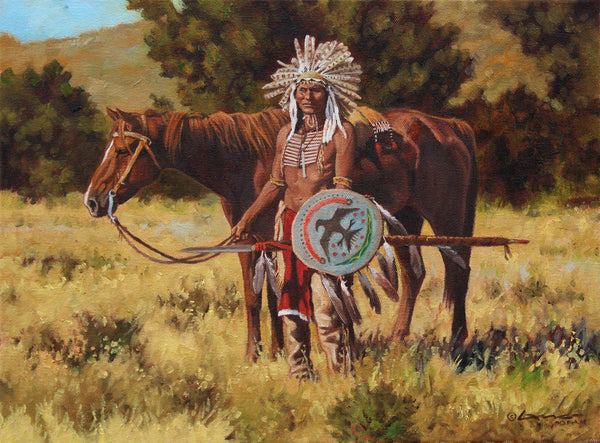Steven Lang Painting "Owl Feather Headdress" (One of the Tall Ones) Available