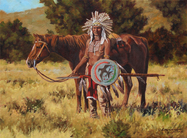 Steven Lang Painting "Owl Feather Headdress" (One of the Tall Ones) Available