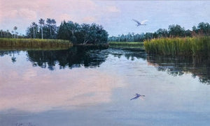 Charles Rowe Painting "Sunset Colors-Egret"