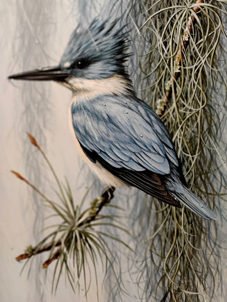 Ernest Simmons painting "Kingfisher in the Rain"