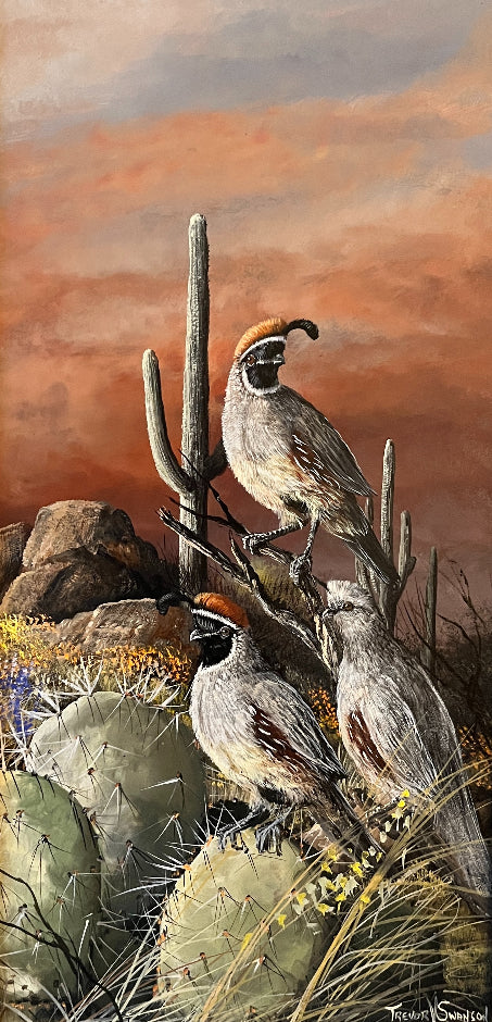 Trevor Swanson Painting "An Approaching Evening Storm" Quail