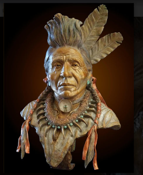 Bronze sculpture of Chief of the Blackfeet by Randy Galloway