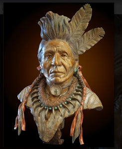 Bronze sculpture of Chief of the Blackfeet by Randy Galloway