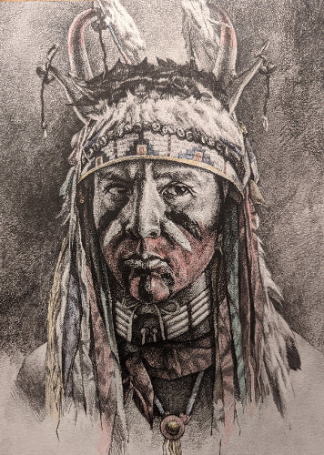 Hyrum Joe Drawing "Osage War Paint and War Headdress"