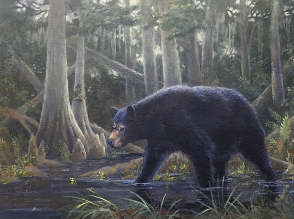 Terry Smith Painting "Prowler, Black Bear" Original Oil