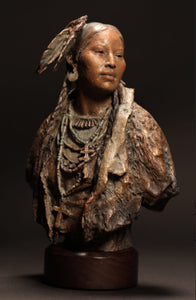 Bronze bust of a young Native American Woman by John Coleman