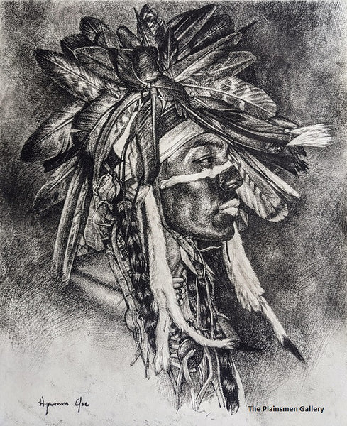 Hyrum Joe Drawing "Cheyenne War Paint & Golden Eagle Feathers"